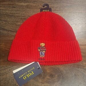 Polo Ralph Lauren Polo Bear Red Toque Beanie Hat NWT